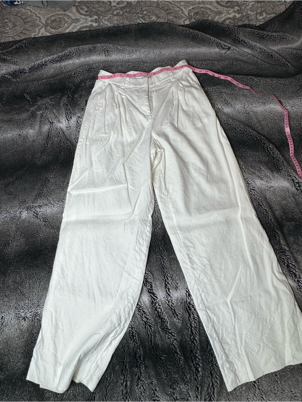 Calvin Klein White Wide-Leg Pull-On Pants